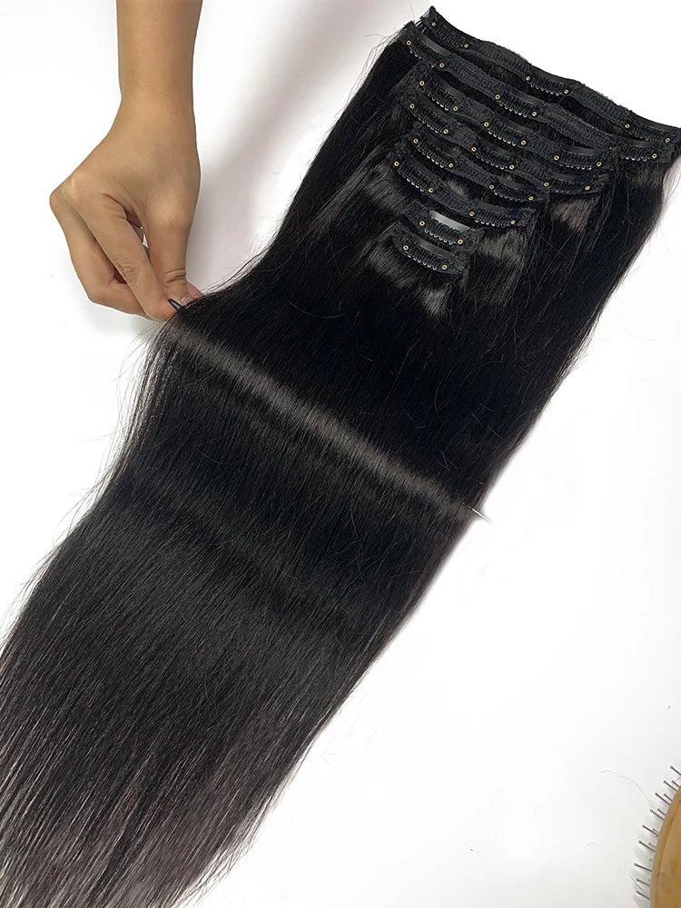 Straight Clip In Hair Extension Human Hair 120g/Set Straight Clip In Extension Full Head Brazilian Clip Hair Extension