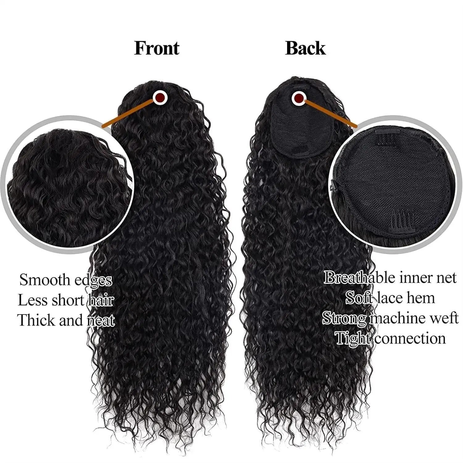 Curly Deep Water Wave Ponytail Extension