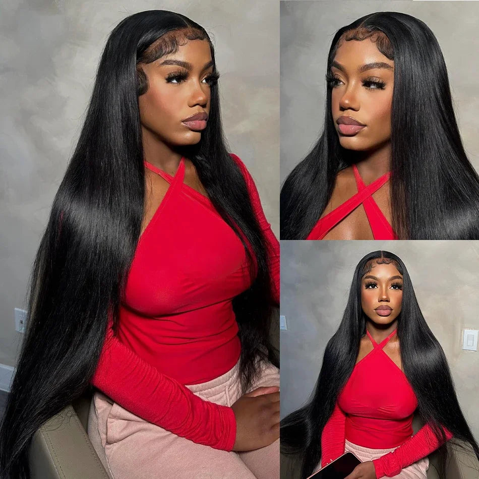 Wear Go Glueless Wig Human Hair 30 34 Inch Bone Straight 6X4 HD Lace Frontal Wig Ready To Wear Pre plucked 4x4 Glueless Wig 100%