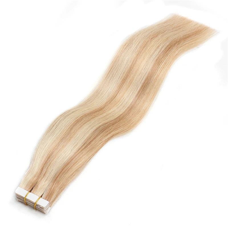 Majoki Tape In Hair Extensions Human Hair 20pcs/Pack European Remy Straight Invisible Tape Ins Adhensive Hair Extensions