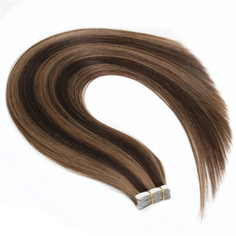 Majoki Tape In Hair Extensions Human Hair 20pcs/Pack European Remy Straight Invisible Tape Ins Adhensive Hair Extensions