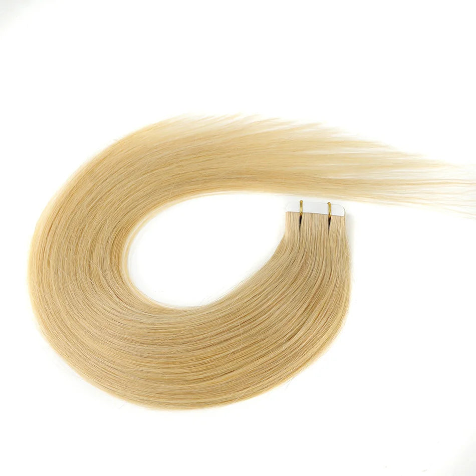 Majoki Tape In Hair Extensions Human Hair 20pcs/Pack European Remy Straight Invisible Tape Ins Adhensive Hair Extensions