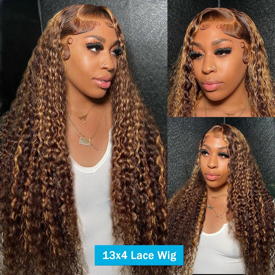 Highlight Ombre Curly Lace Frontal Wig | 4/27 Colored Human Hair | 13x4, 13x6, 4x4, 5x5 Lace Closure