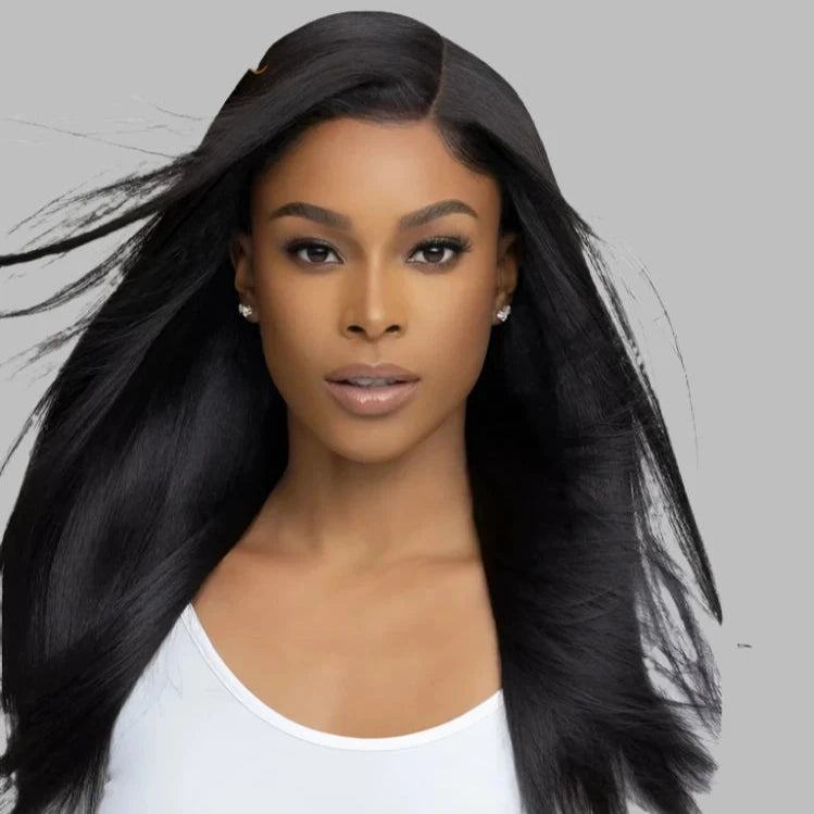 SEO-Optimized Title for Product  Long Straight Lace Closure Wig - 7x5 Pre-Bleached Swiss Lace, Brazilian Remy Hair, 14-26 Inches, Tangle-Free & No Shedding