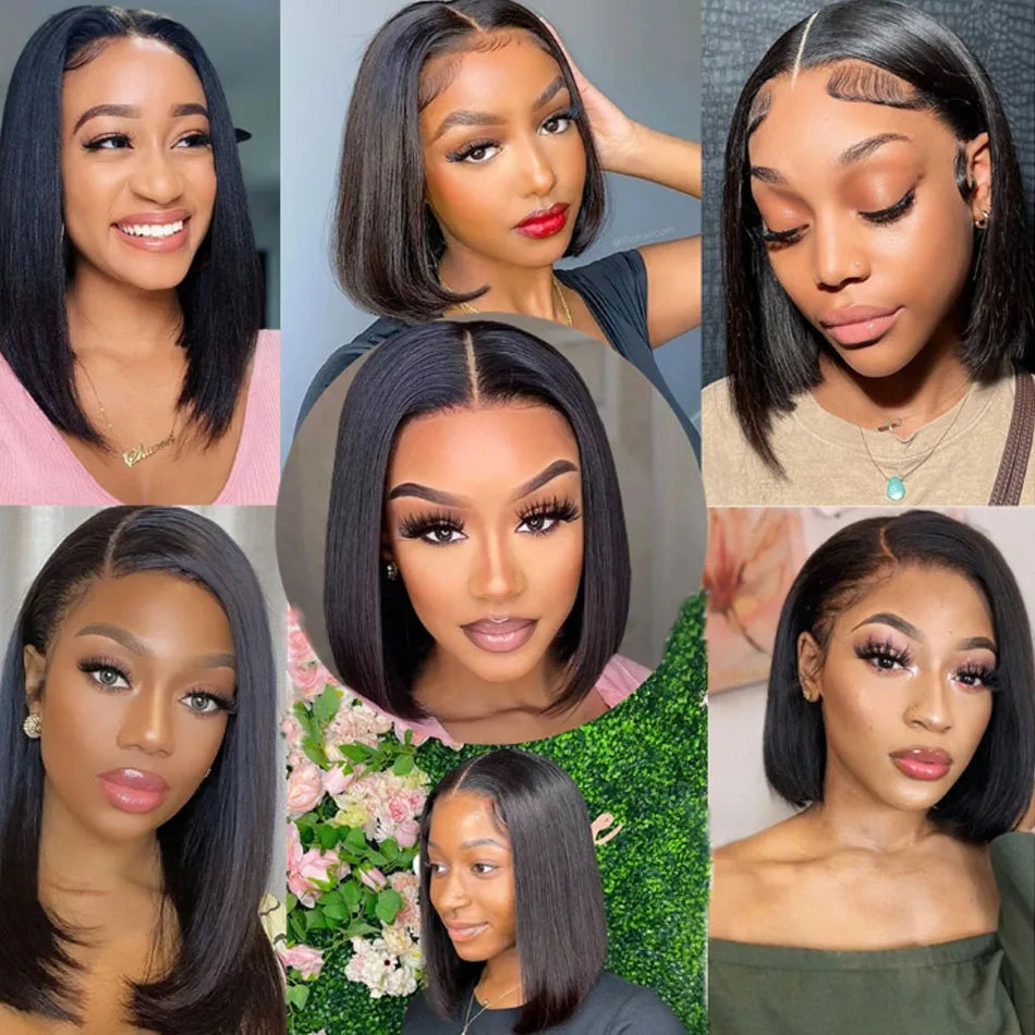 12A Ready To Go Bone Straight Bob Wig Lace Frontal 100% Human Hair Wigs Short Bob Wig HD Lace Closure Wig Glueless Wig