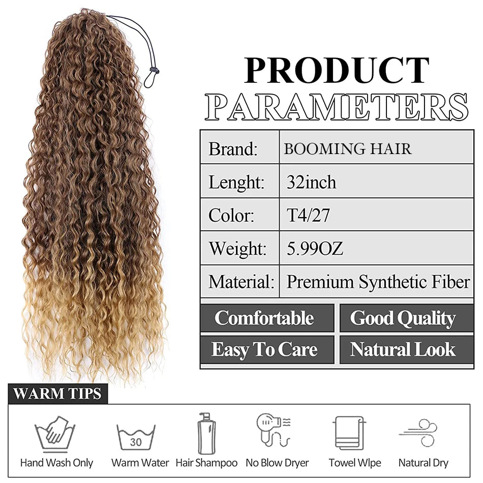 Long Curly Ponytail Extensions Synthetic Horse tails Curly False Tail For Women 32Inch Hairpiece Ponytail Hair Extensions