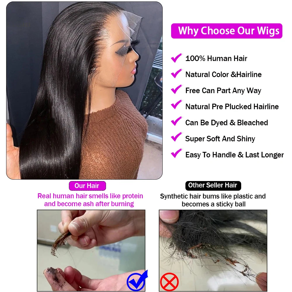 250 Density 360 Full Hd Lace Front Human Hair Wig 13X6 Straight Frontal Wigs For Women Pre Plucked Glueless Wig Ready To Wear