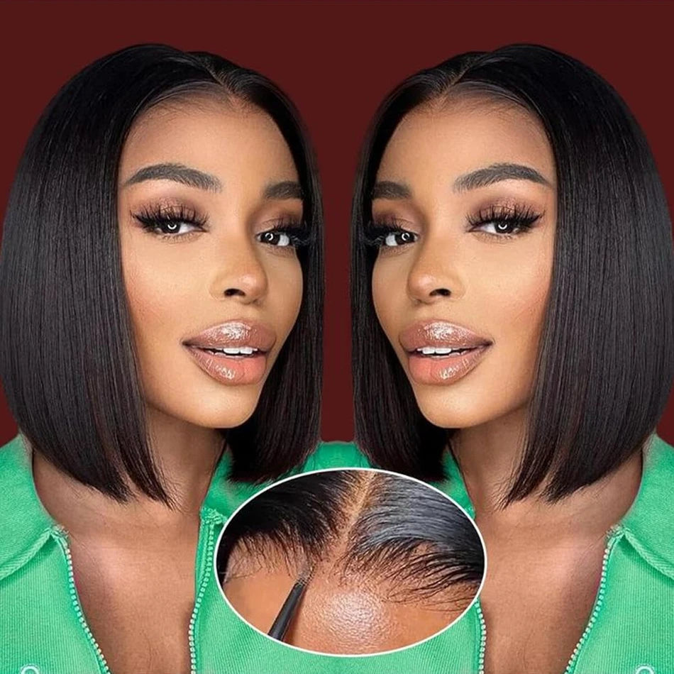 12A Ready To Go Bone Straight Bob Wig Lace Frontal 100% Human Hair Wigs Short Bob Wig HD Lace Closure Wig Glueless Wig