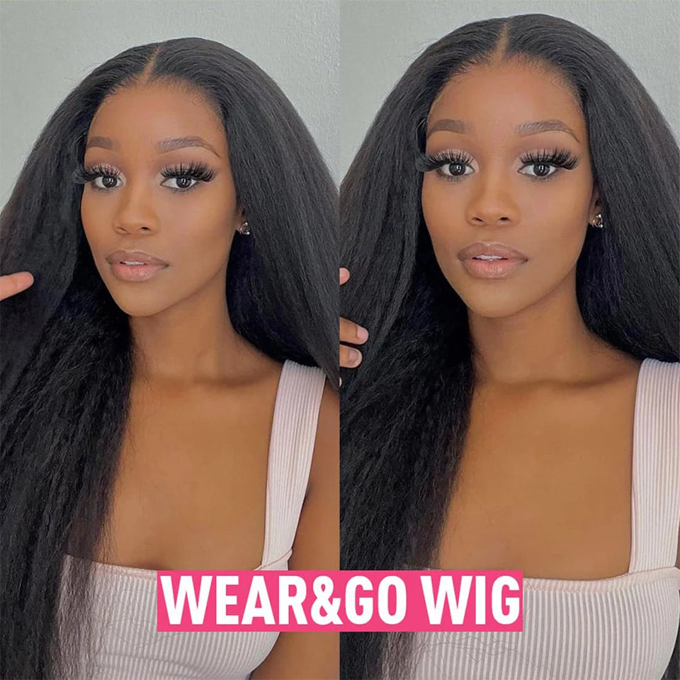 Kinky Straight Human Hair Wigs 4x4 Glueless Wig Human Hair Wear And Go Lace Wig Human Hair Wig Lace Closure Wig Brazilian Hair