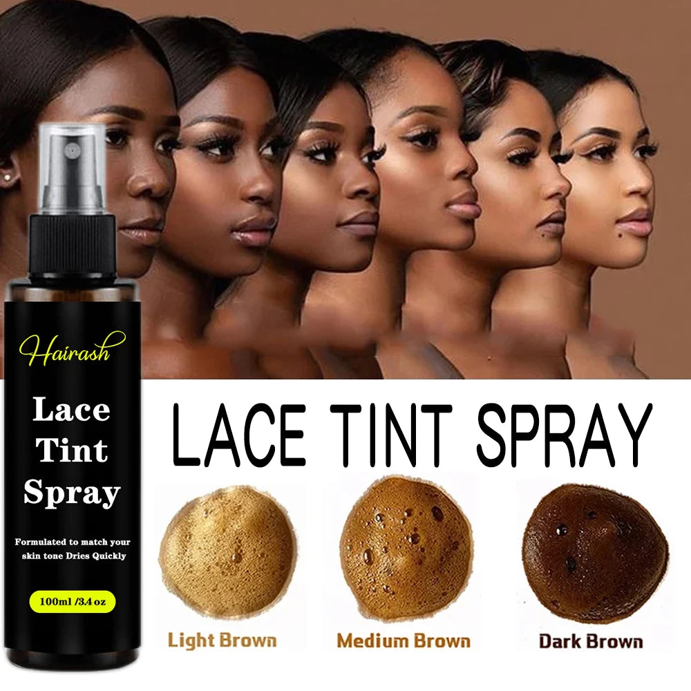 100ML Lace Tint Spray Light Brown/Medium Brown/Dark Brown Melting Lace Dye Skin Tone Tint Foam For Lace Front Wigs