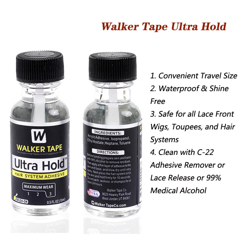 Walker Tape Ultra Hold 15ml Glue and C-22 118ml Remover Set - Strong Wig Adhesive & Easy Removal Solution