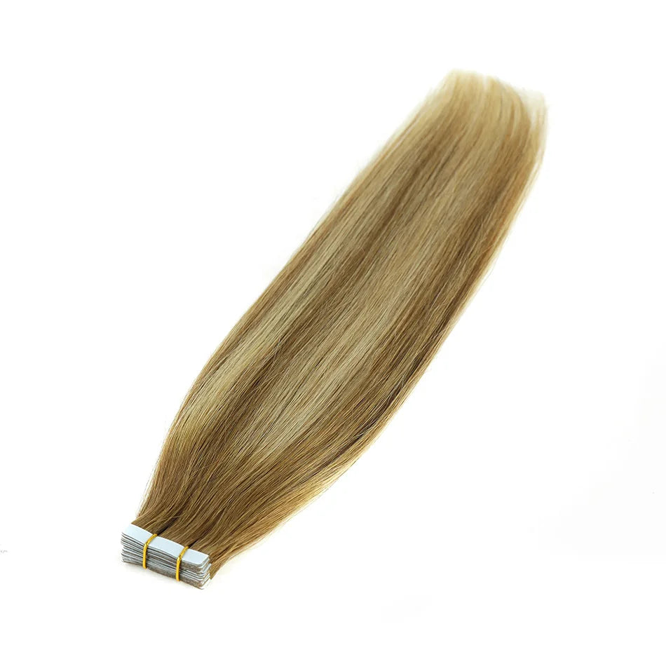 Majoki Tape In Hair Extensions Human Hair 20pcs/Pack European Remy Straight Invisible Tape Ins Adhensive Hair Extensions