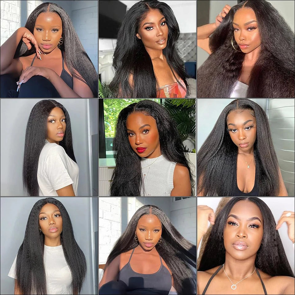 Kinky Straight Human Hair Wigs 4x4 Glueless Wig Human Hair Wear And Go Lace Wig Human Hair Wig Lace Closure Wig Brazilian Hair