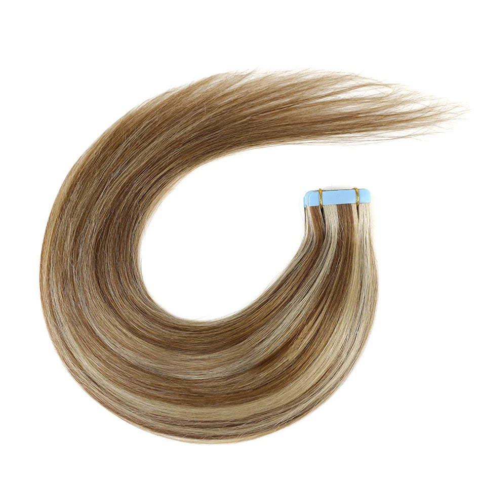 Majoki Tape In Hair Extensions Human Hair 20pcs/Pack European Remy Straight Invisible Tape Ins Adhensive Hair Extensions