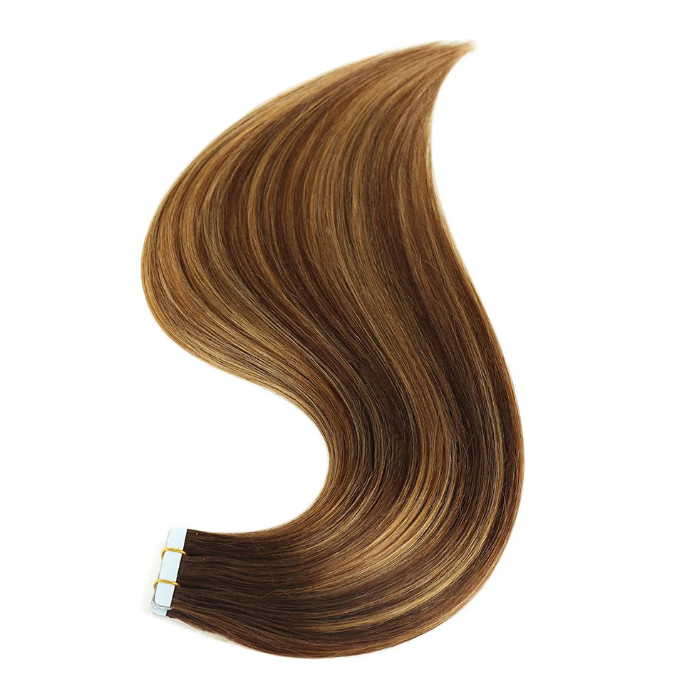 Majoki Tape In Hair Extensions Human Hair 20pcs/Pack European Remy Straight Invisible Tape Ins Adhensive Hair Extensions