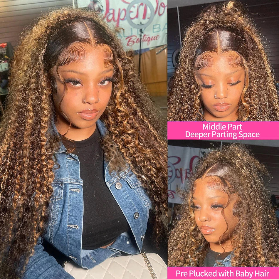 Highlight Ombre Curly Lace Frontal Wig | 4/27 Colored Human Hair | 13x4, 13x6, 4x4, 5x5 Lace Closure