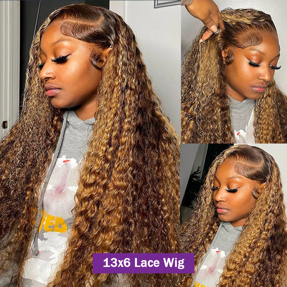 Highlight Ombre Curly Lace Frontal Wig | 4/27 Colored Human Hair | 13x4, 13x6, 4x4, 5x5 Lace Closure