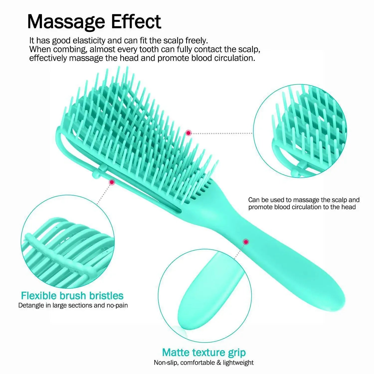 Detangling Hair Brush - Durable Acrylic Comb for Effortless Tangle Removal - Perfect for Wet and Dry Hair