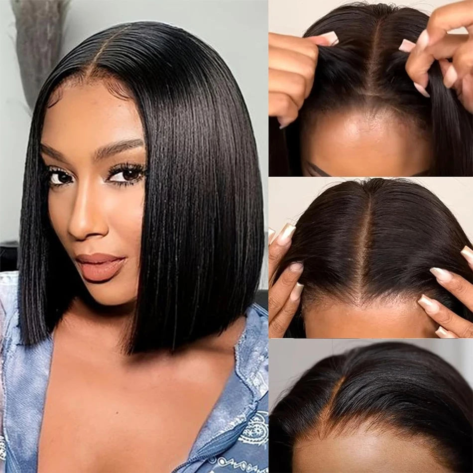 12A Ready To Go Bone Straight Bob Wig Lace Frontal 100% Human Hair Wigs Short Bob Wig HD Lace Closure Wig Glueless Wig