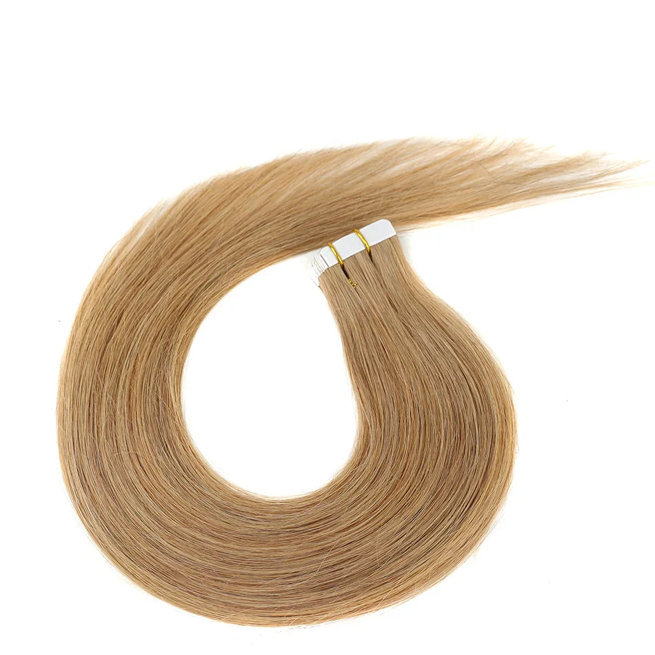 Majoki Tape In Hair Extensions Human Hair 20pcs/Pack European Remy Straight Invisible Tape Ins Adhensive Hair Extensions