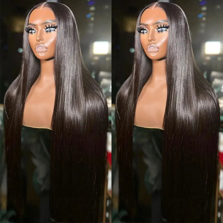 30 36 40 Inch Bone Straight 13x4 13x6 HD Lace Frontal Wigs Glueless Transparent Lace Human Hair Wigs For Women