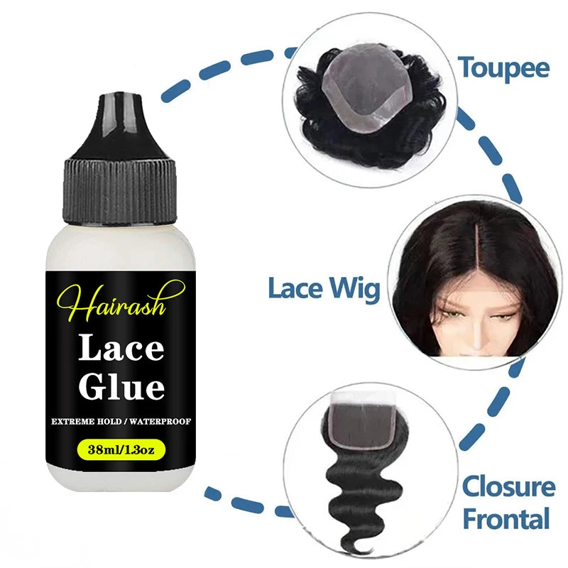 Waterproof Lace Glue & Adhesive Set - Includes Lace Tape Remover, Wax Stick, Tint Spray, Hair Brush, and Melt Band