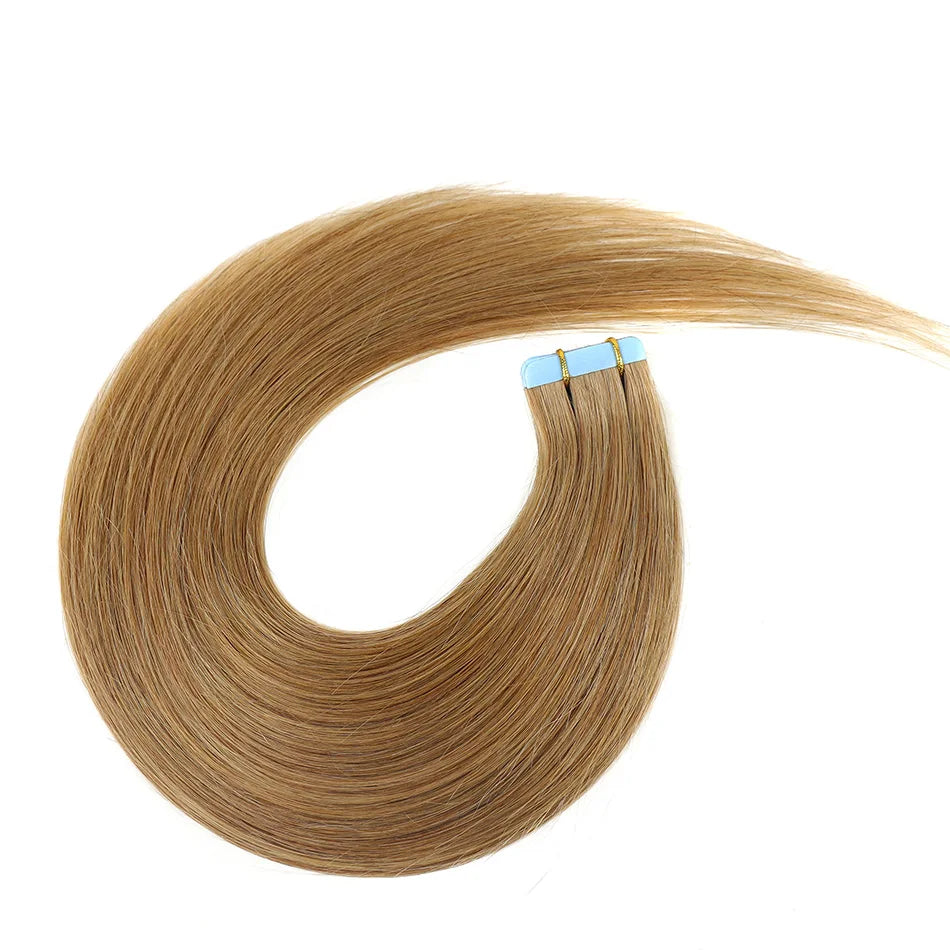 Majoki Tape In Hair Extensions Human Hair 20pcs/Pack European Remy Straight Invisible Tape Ins Adhensive Hair Extensions